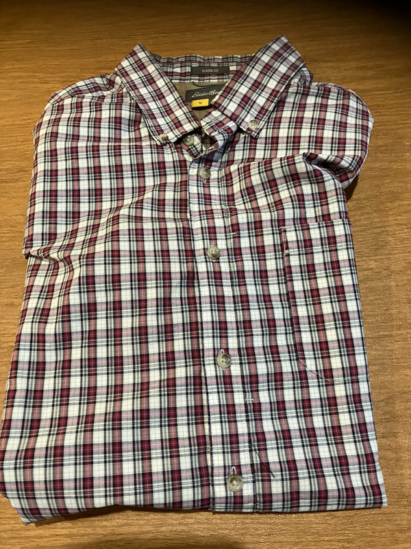 EDDIE BAUER TRAVEX Tall Large LSleeve Cotton Blend Red/Gray/White Shirt Meshed gallery