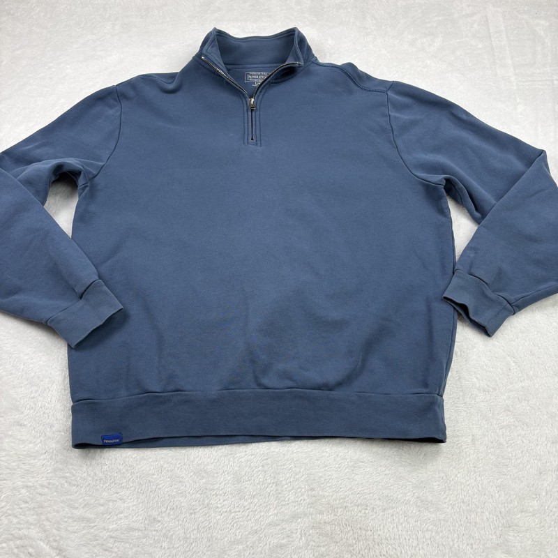 Pendleton Pullover Mens L Blue 1/4 Zip Mock Neck Terry 100% Cotton Tagless gallery