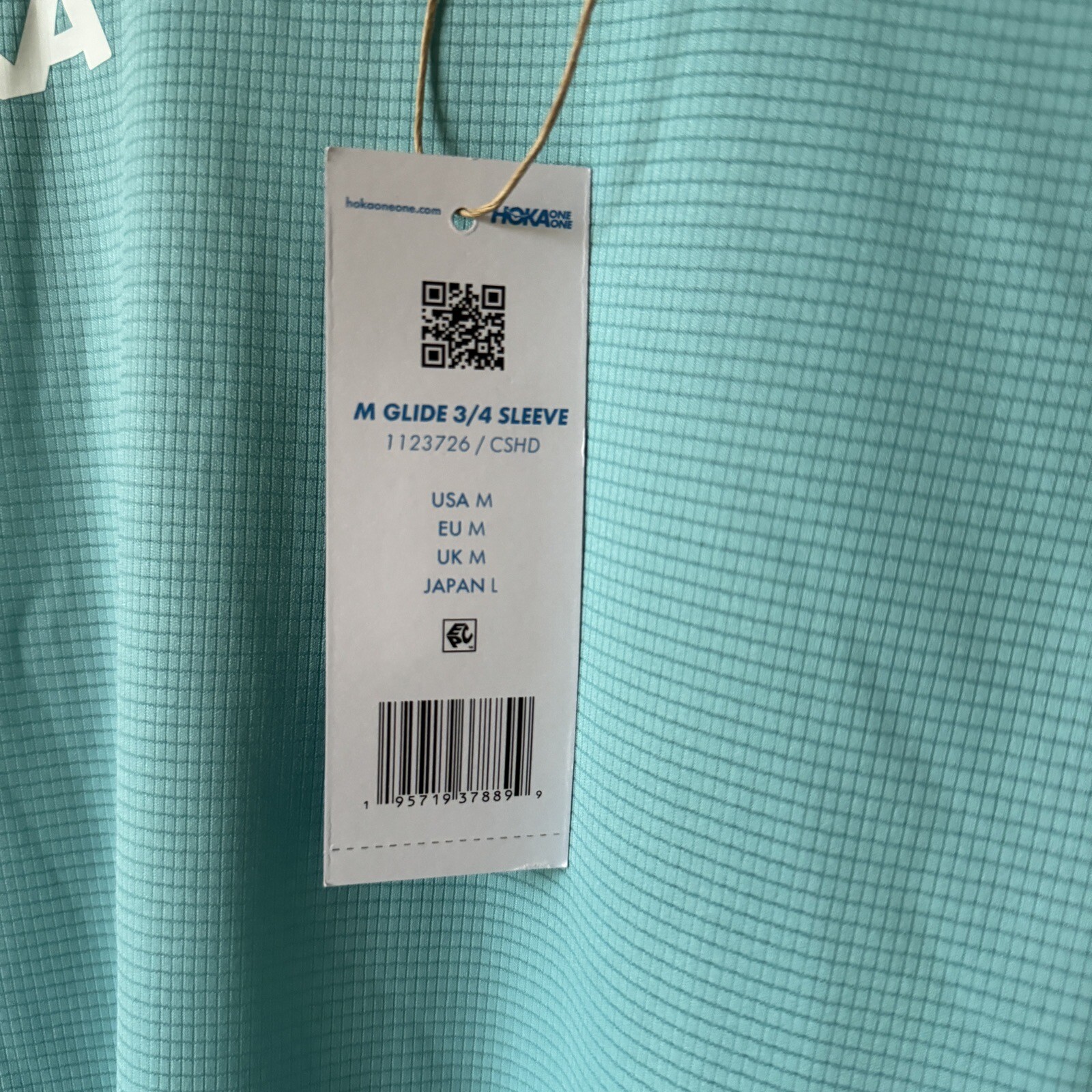 Hoka Glide 3/4 Sleeve Lightweight Running Shirt Mens Medium Turquoise New $58 gallery