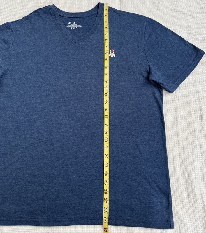 Psycho Bunny Shirt Mens XL Blue V-Neck Short Sleeve Stretch Casual Tee gallery