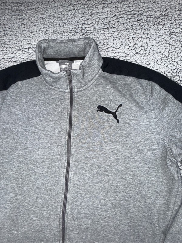Puma Mens Large Gray Long Sleeve Full Zip Mock Neck Active Casual Top Jacket gallery