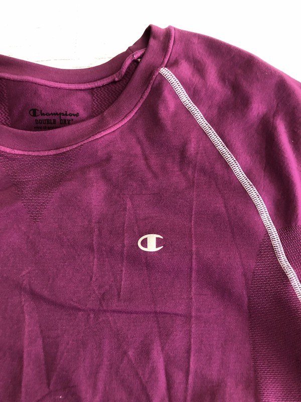 Champion Double Dry Shirt Mens L/XL Purple Short Sleeve Raglan Athletic Top gallery