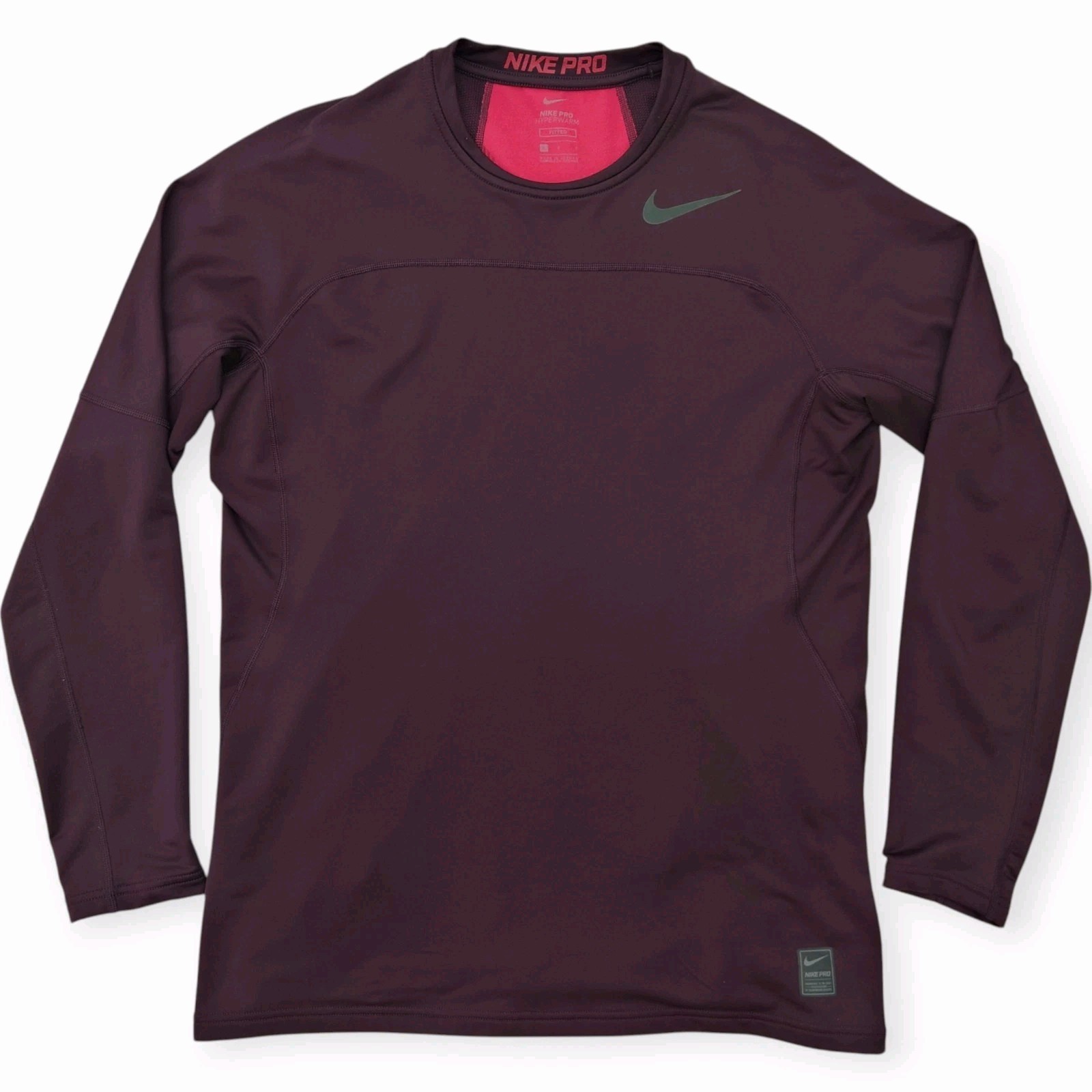 Nike Pro Hyperwarm Training Shirt Mens L Long Sleeve Plum Fitted gallery