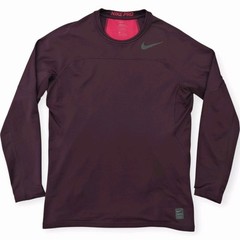 Nike Pro Hyperwarm Training Shirt Mens L Long Sleeve Plum Fitted