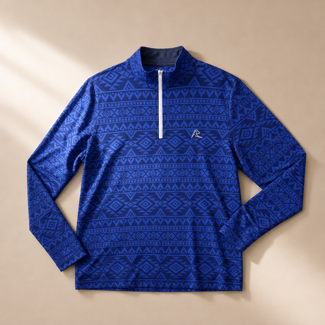​Rhoback Mens Size M Quarter Zip Performance Pullover Blue Aztec Southwestern gallery
