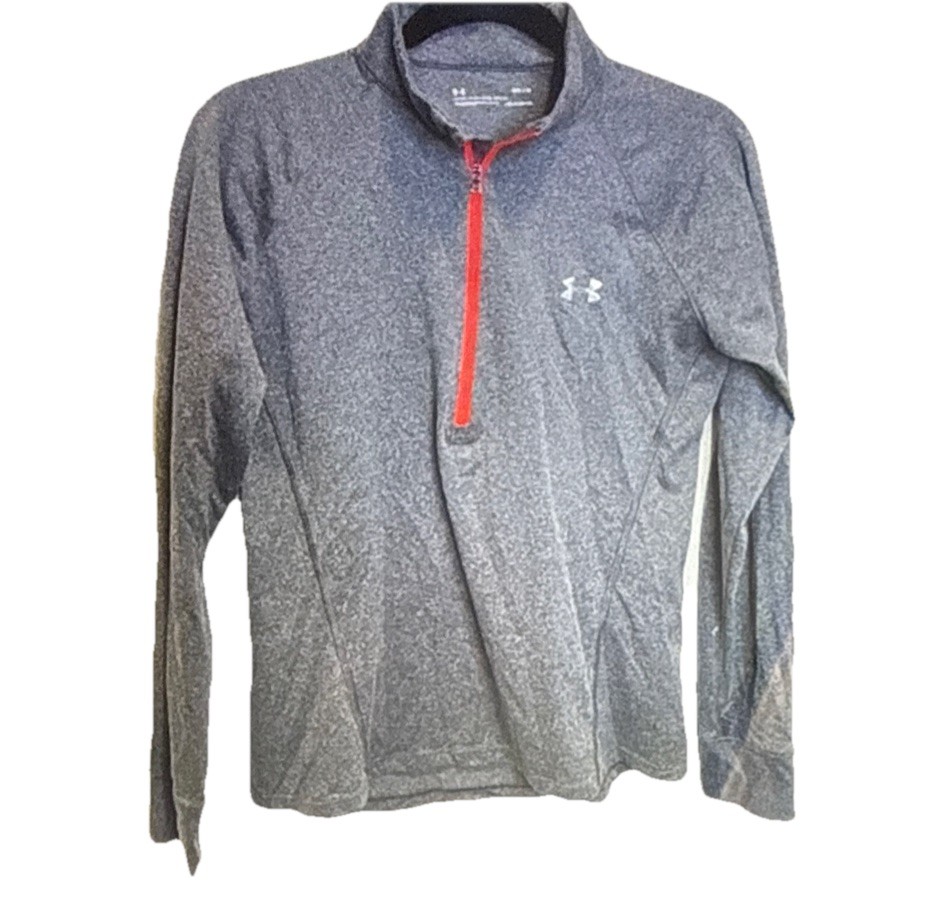 Under Armour Heathered Gray Orange 1/4 Zip Pullover Jacket Long Sleeve Men’s M gallery