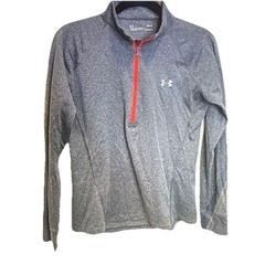 Under Armour Heathered Gray Orange 1/4 Zip Pullover Jacket Long Sleeve Men’s M