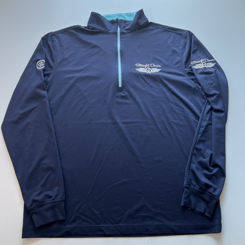 Straight Down 1/4 Quarter Zip Pullover Men's Medium Navy Lightweight Stretch gallery