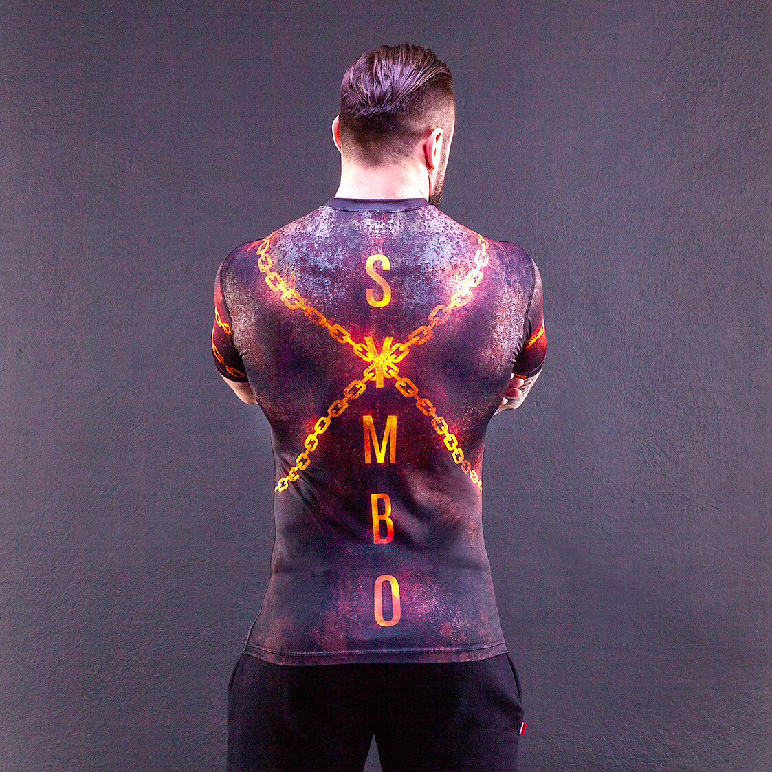 SYMBO Mens RASHGUARD FIRE CHAIN T-Shirt Thermal Active Compression Sports Fitness gallery