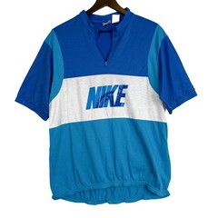 Vintage 1990s Nike 1/4 Zip Cycling Shirt Blue Stripe Mens – L