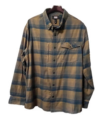 DULUTH TRADING CO. ALASKAN HARDGEAR UNTUCKED PLAID FLANNEL BUTTON SHIRT MEN’S XL