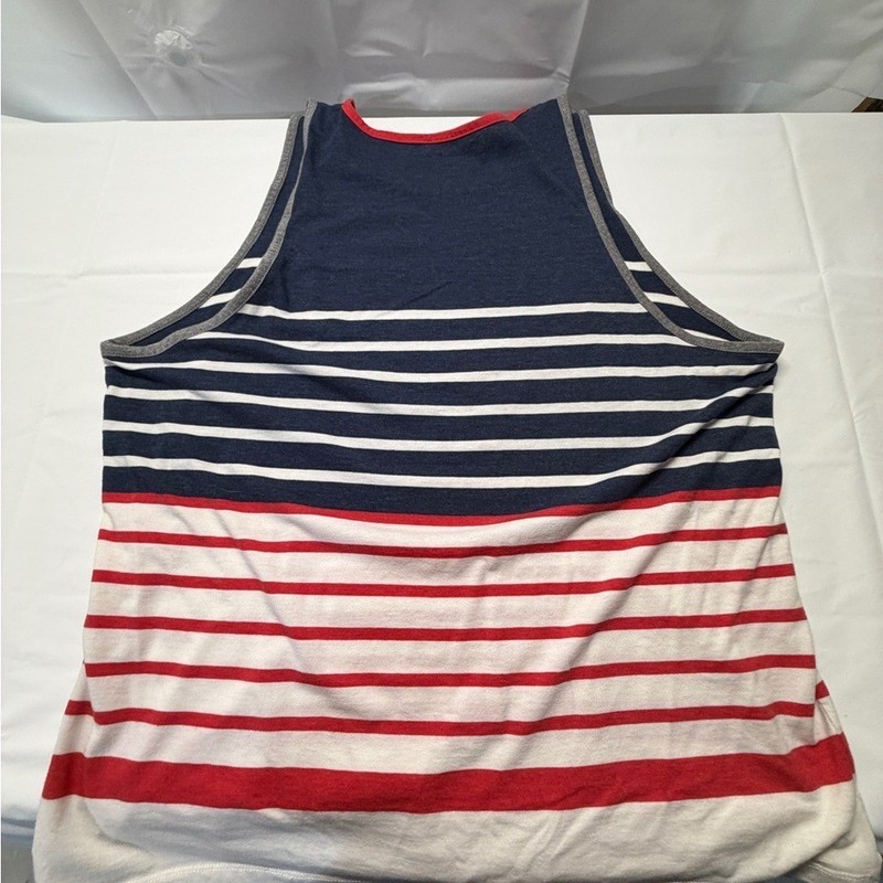 American Eagle Outfitters Navy, White & Red Striped Men's Tank Top gallery