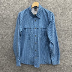 Rugged Exposure Men’s Fishing Shirt, M, Long Sleeve Vented Pocket Blue Checker
