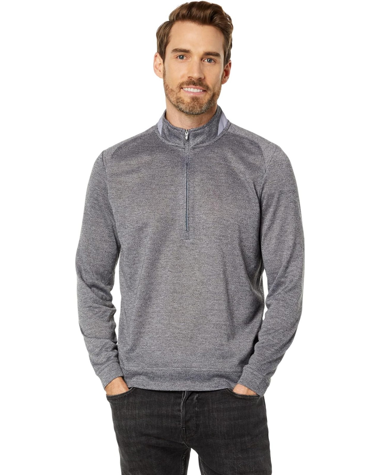 NWT JOHNNIE-O $138 REFLEX 1/4 ZIP FLEECE PULLOVER IN SEAL SZ M MEDIUM gallery
