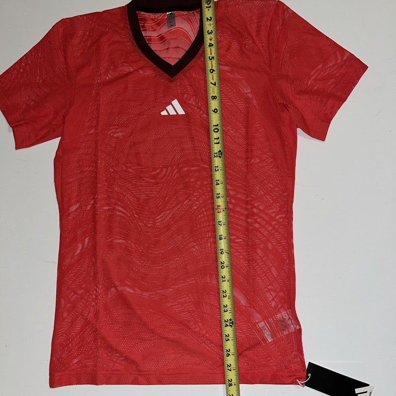 adidas Tennis Shirt Men's S Climacool Mesh FreeLift JD8633 Red v-neck NWT $80 gallery