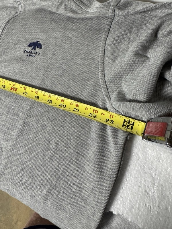 Peter Millar Men Size L Gray Quarter Zip Pullover Logo Charlie’s Army Logo EUC gallery
