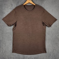 Lululemon Performance Shirt Mens Large Brown Heathered Short Sleeve Reflective