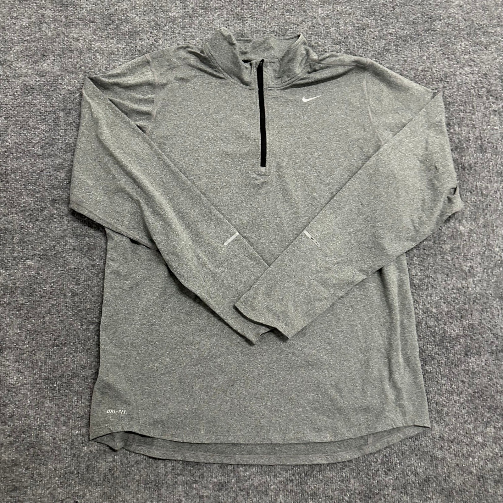 Nike Pullover Mens Size L Gray Dri-Fit Running 1/4 Zip Thumbholes Active Top gallery
