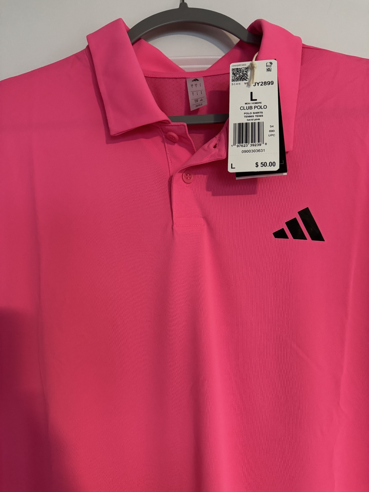 Adidas Men's L Club Polo Tennis Golf Climacool Lucid Pink JY2899 NEW + FAST SHIP gallery