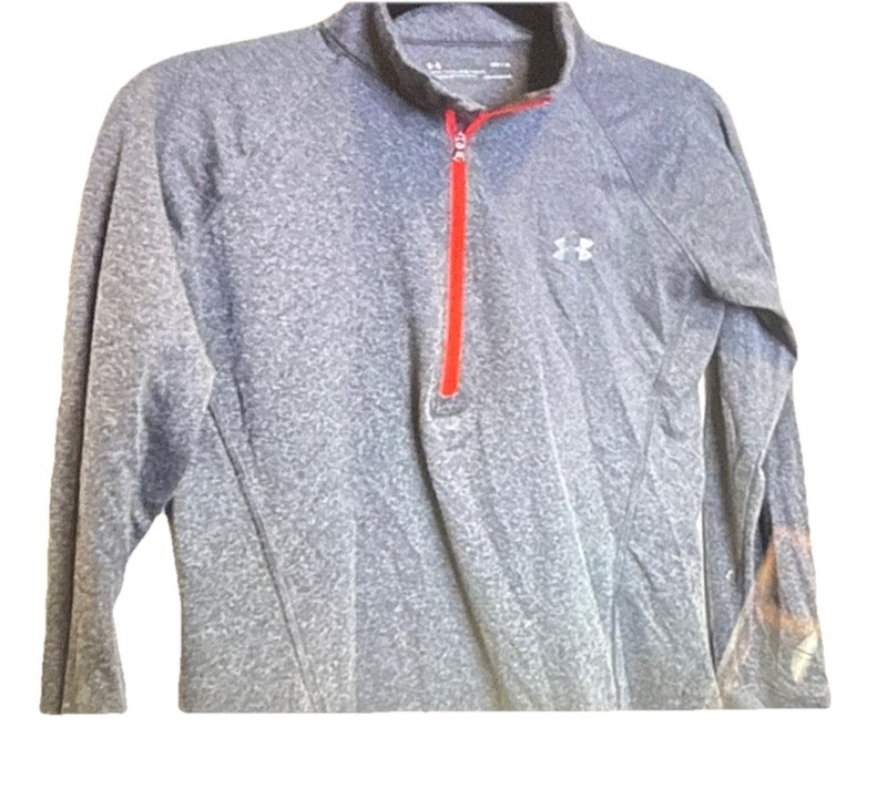 Under Armour Heathered Gray Orange 1/4 Zip Pullover Jacket Long Sleeve Men’s M gallery
