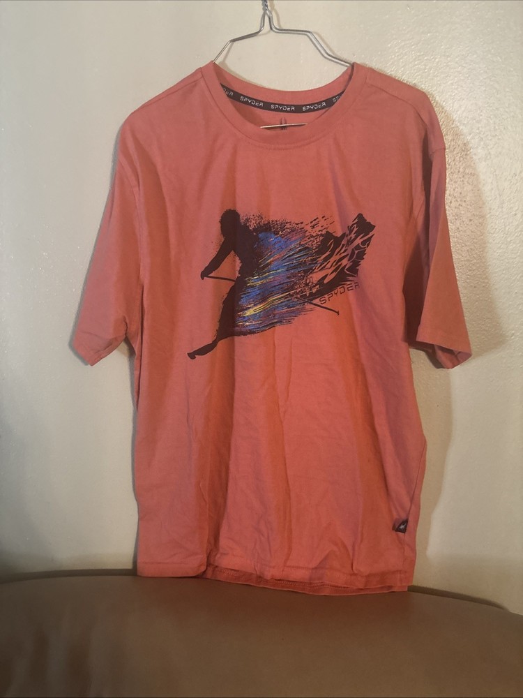 Spyder T-Shirt Active Red Extra Large Men's Casual Wear Skiing Orange