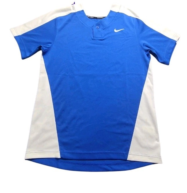 Nike Team Baseball Practice Blue One Button Henley Men's Size Medium gallery