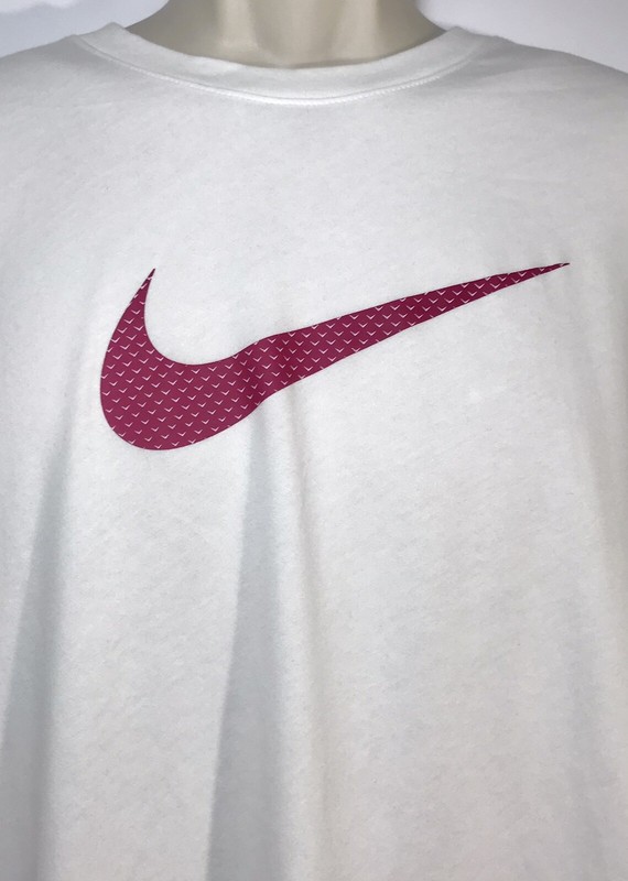 Nike Swoosh Logo Men's Long Sleeve Crew Tee Multiple Size White/Pink Berry gallery