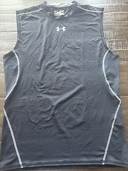 Under Armour HeatGear Compression Sleeveless Shirt Mens XL Black Athletic Gym