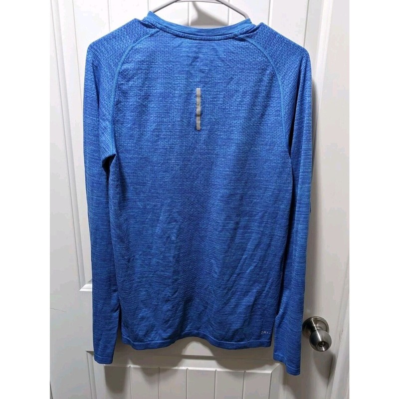 Nike Dri Fit Men's Running Shirt Size S Blue Long Sleeve Mini Swoosh Activewear gallery
