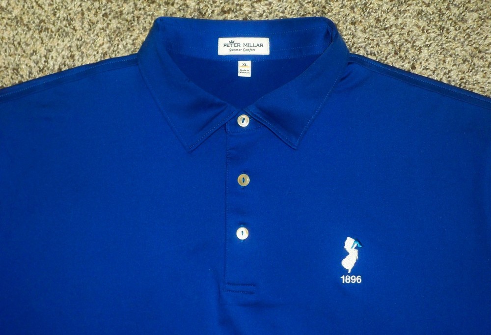 Men's PETER MILLAR Summer Comfort Polo XL ROYAL BLUE w/1896 Golf Logo