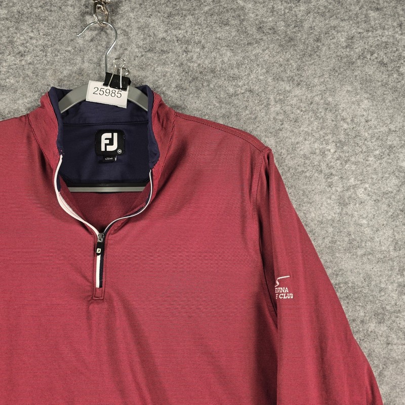 Footjoy Shirt Mens Medium Red Navy Long Sleeve 1/4 Zip Lightweight Stretch gallery