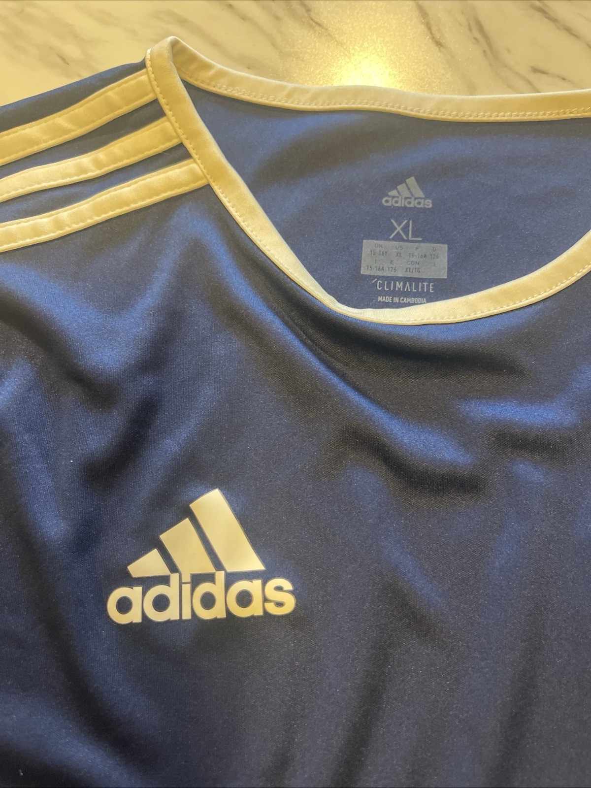 ADIDAS Climalite Short Sleeve Blue /White. Size XL gallery