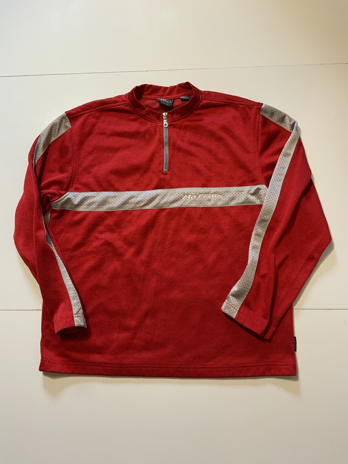 Vintage No Fear Red 1/4 Zip Motocross Pullover L/S BMX Glanz Racing Jersey Sz.XL gallery