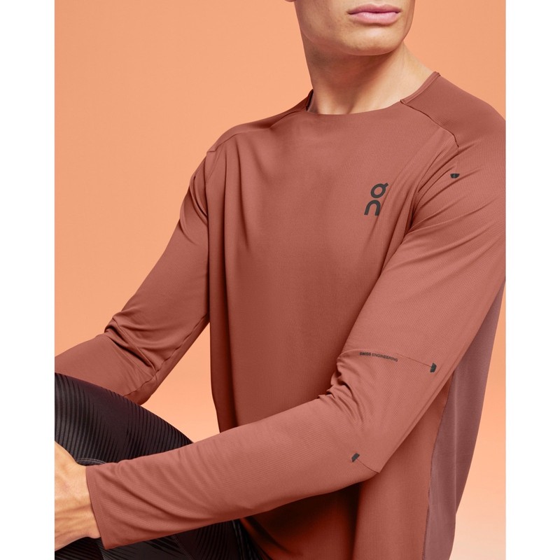 On Cloud Men's Performance Long Sleeve Auburn / Ruby-Size L gallery