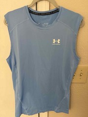 Under Armour Men’s HeatGear Compression No-Sleeve Top Blue Sz XL