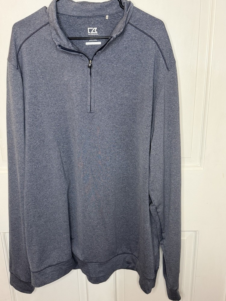 Cutter & Buck CB DryTec 1/4 Zip Lightweight Golf Pullover Gray Men's 2XT 50+SPF