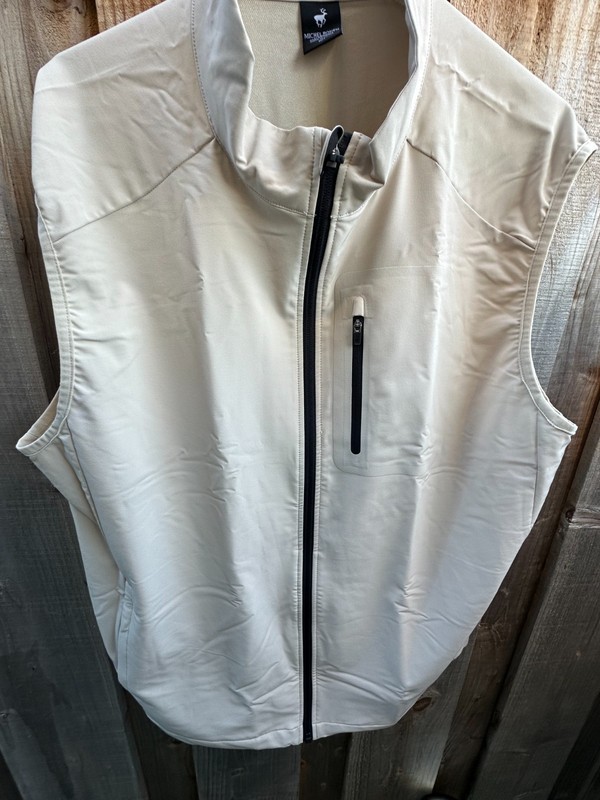 Michel Rouen Mens Performance Golf Moisture Wicking Vest xl Tan located da49 gallery