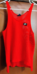 NIKE VINTAGE RUNNING SINGLET RED SMALL MESH USA BLUE TAG 34″CHEST 80S 90S