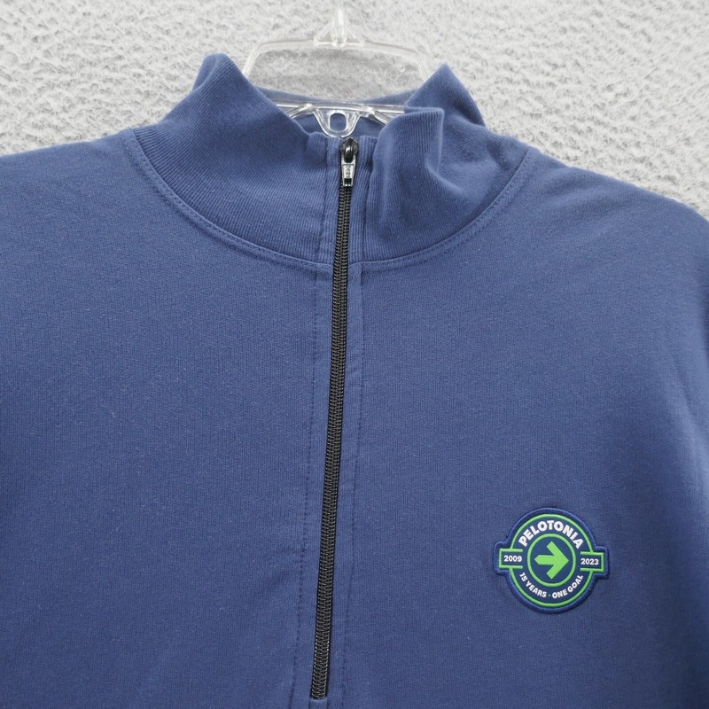 Pelotonia Mens 1/4 Zip Peloton Pullover Shirt Medium Blue Mock Neck Cycling gallery