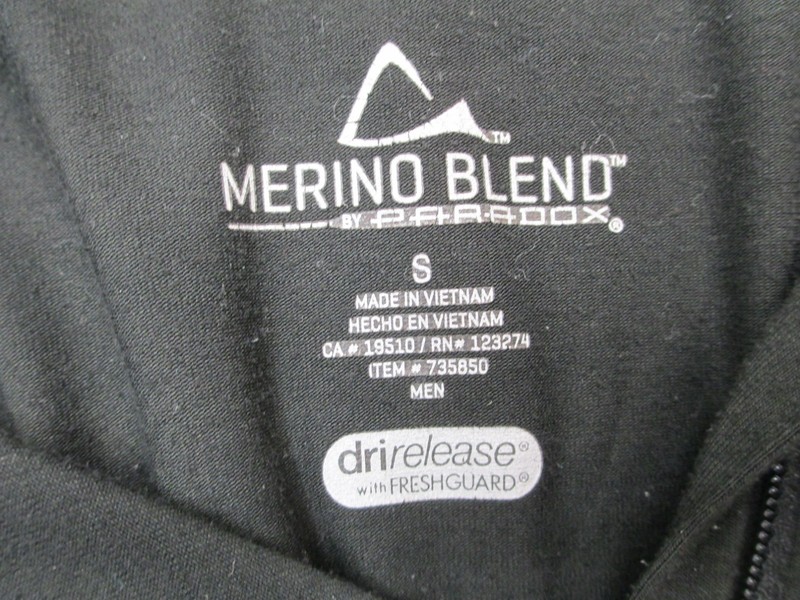 Paradox Size S Mens Black Merino Wool Blend 1/4 Zip Base Layer Pull Over 896 gallery