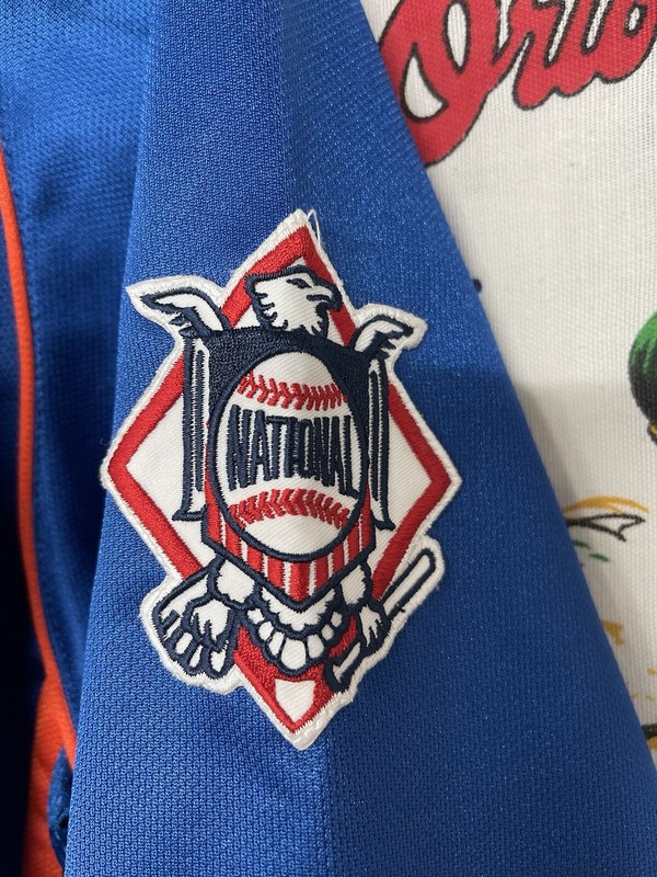 VTG MLB New York Mets National League True Fan Satin Blue Jersey XL Majestic gallery