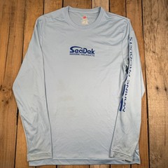 Hanes Cool Dri Mens Medium Blue SeaDek Marine Products Long Sleeve Shirt UV