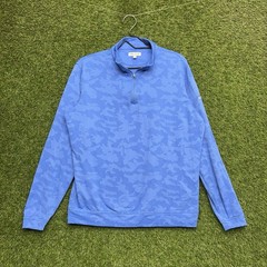 Peter Millar Performance 1/4 Zip Pullover Mens Medium Blue Camouflage Stretch