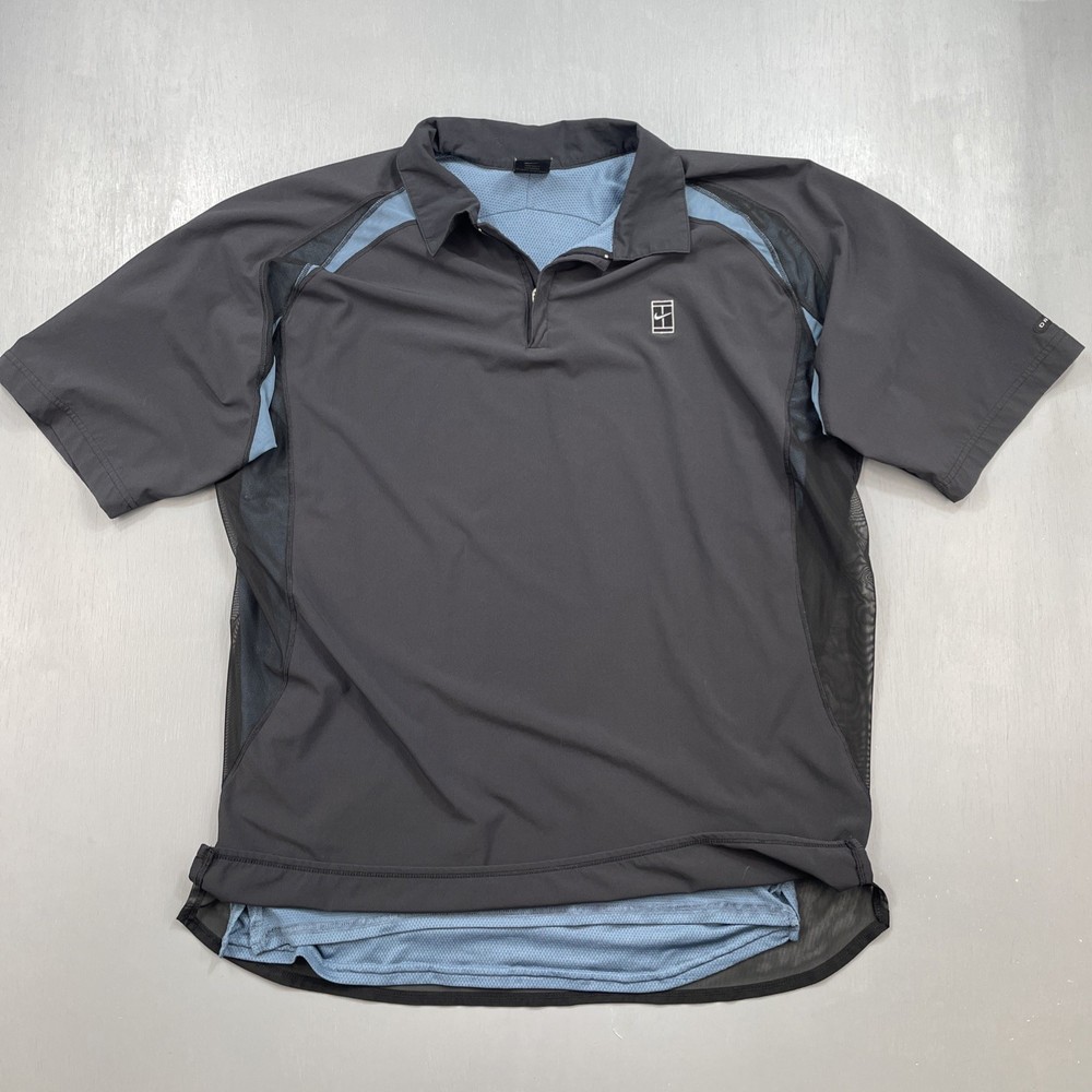 Vintage Nike Court Tennis Polo Shirt Men Large Agassi Challenge Cool Motion Zip