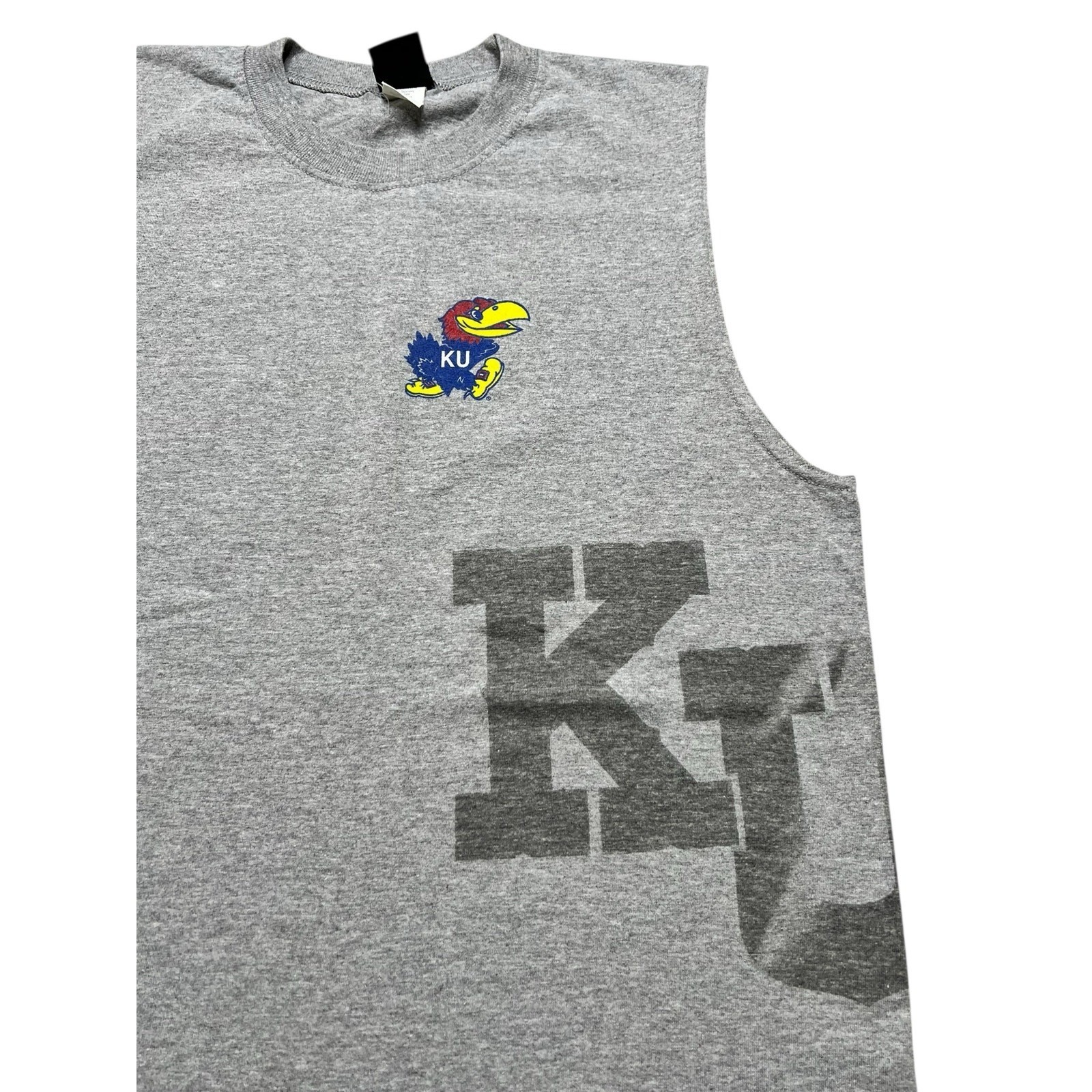 Starter Sleeveless T-Shirt Mens Large Gray Kansas Jayhawks KU Vintage 90s USA gallery