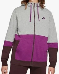 Nike Color Block size XL Full Zip Long Sleeve Hooded Shirt Heather Gray/Purple.
