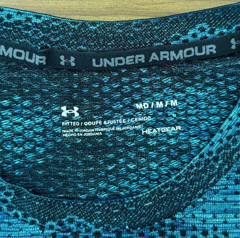 Under Armour HeatGear Fitted Training Shirt Men's Medium Teal Black Short Sleeve gallery