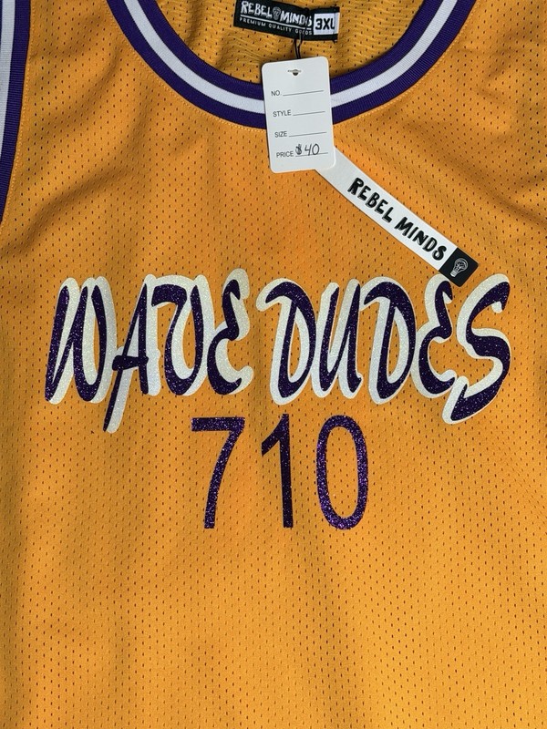 Rebel Minds Wave Dudes 710 Basketball Jersey Mens 3XL Yellow Purple Mesh NWT gallery
