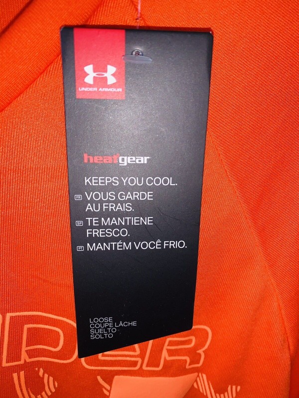 Under Armour Heat Gear Loose Polyester Shirt Orange Various Sizes New gallery