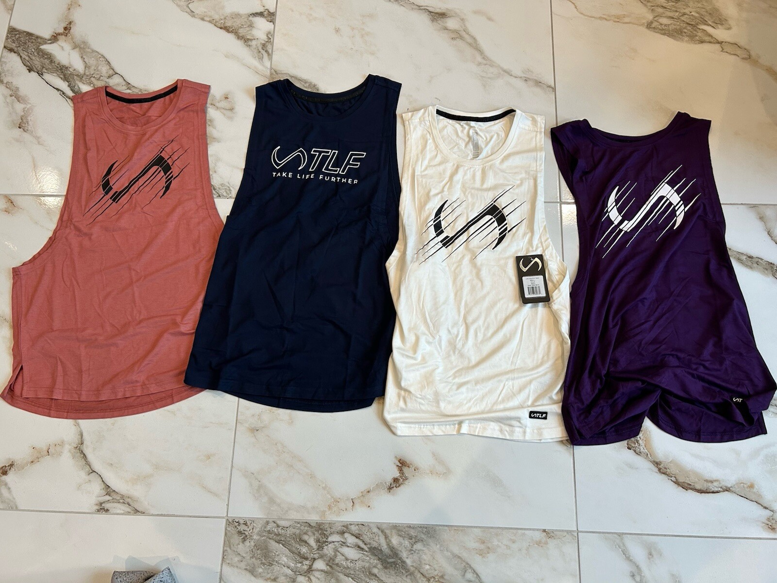 TLF Take Life Further Men’s Drop Tank Tops Stringers Gym Tee Lot Of 4 S Small gallery